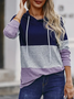 Women's Colorblock Printed Casual Long-Sleeved Hooded Sweatshirt