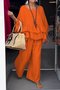 Plain Crew Neck Casual Two-Piece Set