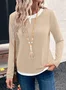 Women Color Block V Neck Casual Long Sleeve T-shirt
