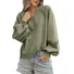 Casual V Neck Color Block Cotton Sweatshirt
