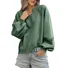 Casual V Neck Color Block Cotton Sweatshirt