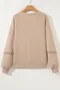 Casual V Neck Color Block Cotton Sweatshirt