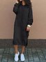 Women's Long Sleeve Spring/Fall Green Plain Split Joint Hooded Daily Going Out Vintage Maxi A-Line Hoodie Dress