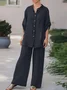 Casual Plain Stand Collar Two-Piece Set