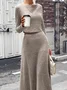 Women's Split Joint Plain Daily Going Out Two-Piece Set Coffee Casual Spring/Fall Top With Skirt Matching Set