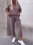 Women's Split Joint Plain Daily Going Out Two-Piece Set Purple Casual Spring/Fall Top With Pants Matching Set