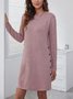 Women's Long Sleeve Spring/Fall Pink Plain Split Joint Crew Neck Daily Going Out Vintage Midi A-Line Shift Dress Dress