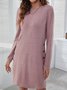 Women's Long Sleeve Spring/Fall Pink Plain Split Joint Crew Neck Daily Going Out Vintage Midi A-Line Shift Dress Dress