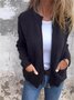 Stand Collar Casual  Sweater Knitted Stand Collar Zipper Coat Loose Pocket Jacket