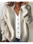 Women's Solid Color Long-Sleeved Sweater High Collar Autumn And Winter Jacquard Zipper Cardigan
