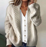 Women's Solid Color Long-Sleeved Sweater High Collar Autumn And Winter Jacquard Zipper Cardigan