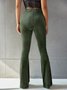 Women's  Elastic Waist H-Line Flare Pants Daily Going Out Pants Gray Casual Split Joint Plain Spring/Fall Pants