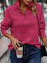 Mock Neck Simple Solid Color Pleated Zip-up Collar Sweatshirt