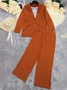 Cotton Plain Regular Fit Casual Two-Piece Set