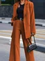 Cotton Plain Regular Fit Casual Two-Piece Set