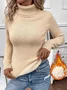 Women Plain Turtleneck Vintage Long Sleeve T-shirt