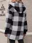 Plaid Urban Pocket Stitching Hooded Jacket