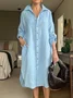 Casual Plain Shirt Collar Midi Dress