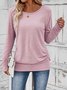 Women Plain Crew Neck Casual Long Sleeve T-shirt