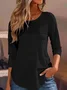 Women Plain Crew Neck Casual Long Sleeve T-shirt