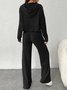 Women's Embossed Plain Daily Going Out Two-Piece Set Purple Casual Spring/Fall Top With Pants Matching Set