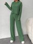 Women's Embossed Plain Daily Going Out Two-Piece Set Purple Casual Spring/Fall Top With Pants Matching Set