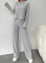 Women's Embossed Plain Daily Going Out Two-Piece Set Purple Casual Spring/Fall Top With Pants Matching Set