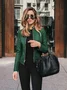 Plain Stand Collar Street Fashionable Leather And Pu Suit Jacket