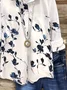 Women's Long Sleeve Shirt Spring/Fall White Floral Buckle Shirt Collar Regular Sleeve Daily Going Out Casual Top