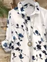 Women's Long Sleeve Shirt Spring/Fall White Floral Buckle Shirt Collar Regular Sleeve Daily Going Out Casual Top