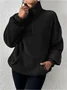 Split Joint Casual Loose Plush And Fleece Women's Stand Collar Zipper Sweatshirt
