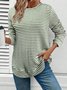 Women Striped Crew Neck Casual Long Sleeve T-shirt