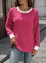 Women Color Block Crew Neck Casual Long Sleeve T-shirt