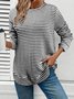 Women Striped Crew Neck Casual Long Sleeve T-shirt