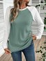 Women Color Block Crew Neck Casual Long Sleeve T-shirt