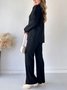 Women's Embossed Plain Daily Going Out Two-Piece Set Apricot Casual Spring/Fall Top With Pants Matching Set