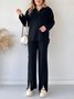 Women's Embossed Plain Daily Going Out Two-Piece Set Apricot Casual Spring/Fall Top With Pants Matching Set