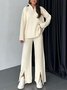 Women's Embossed Plain Daily Going Out Two-Piece Set Apricot Casual Spring/Fall Top With Pants Matching Set