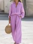 Women's Split Joint Plain Daily Going Out Two-Piece Set Khaki Casual Spring/Fall Top With Pants Matching Set