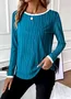 Women Plain Crew Neck Casual Long Sleeve T-shirt
