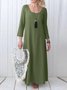 Casual Plain Crew Neck Maxi Dress