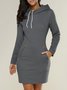Women's Long Sleeve Spring/Fall Green Plain Split Joint Hoodie Daily Going Out Vintage Mini A-Line Tank Dress
