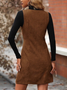 Women's Sleeveless Summer Deep Brown Plain Split Joint Crew Neck Daily Going Out Vintage Mini A-Line Tank Dress