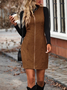 Women's Sleeveless Summer Deep Brown Plain Split Joint Crew Neck Daily Going Out Vintage Mini A-Line Tank Dress