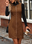 Women's Sleeveless Summer Deep Brown Plain Split Joint Crew Neck Daily Going Out Vintage Mini A-Line Tank Dress