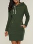 Women's Long Sleeve Spring/Fall Green Plain Split Joint Hoodie Daily Going Out Vintage Mini A-Line Tank Dress