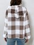 Flannel Autumn And Winter New Plaid Half-open Collar Buttoned Hooded Plush Loose Casual Printing Urban Loose Sweatshirt