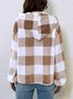 Flannel Autumn And Winter New Plaid Half-open Collar Buttoned Hooded Plush Loose Casual Printing Urban Loose Sweatshirt