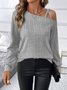 Women Plain One Shoulder Casual Long Sleeve T-shirt