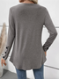 Women Plain V Neck Casual Long Sleeve T-shirt
